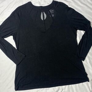 Size 2 torrid black long sleeve mock neck top with mesh cutout
